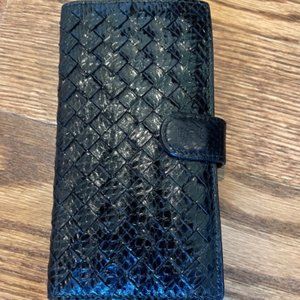 Bottega Veneta black snakeskin Iphone wallet